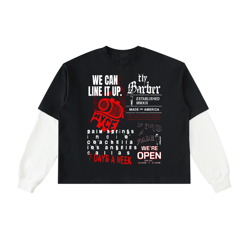 “ACCEPTING ALL FADES”  Layered Contrast Sleeve Cotton T-Shirt