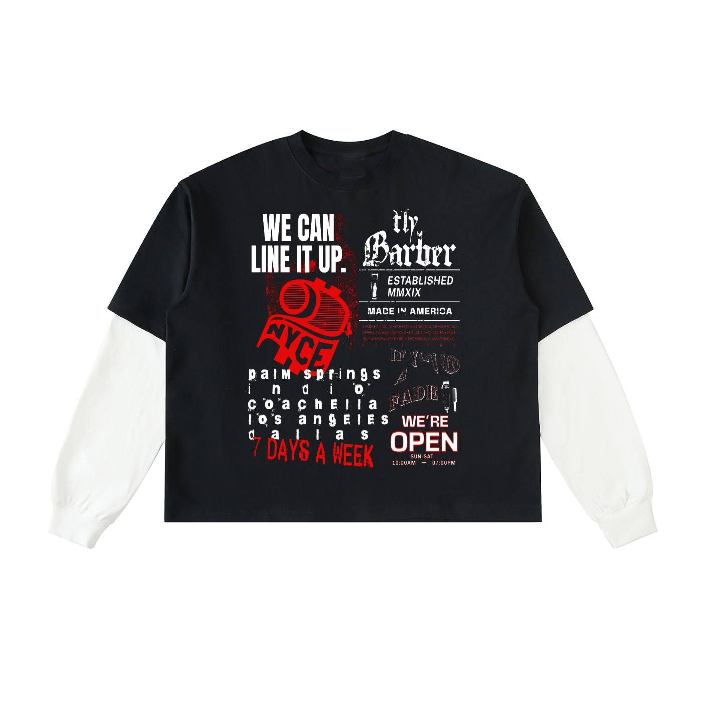 “ACCEPTING ALL FADES”  Layered Contrast Sleeve Cotton T-Shirt