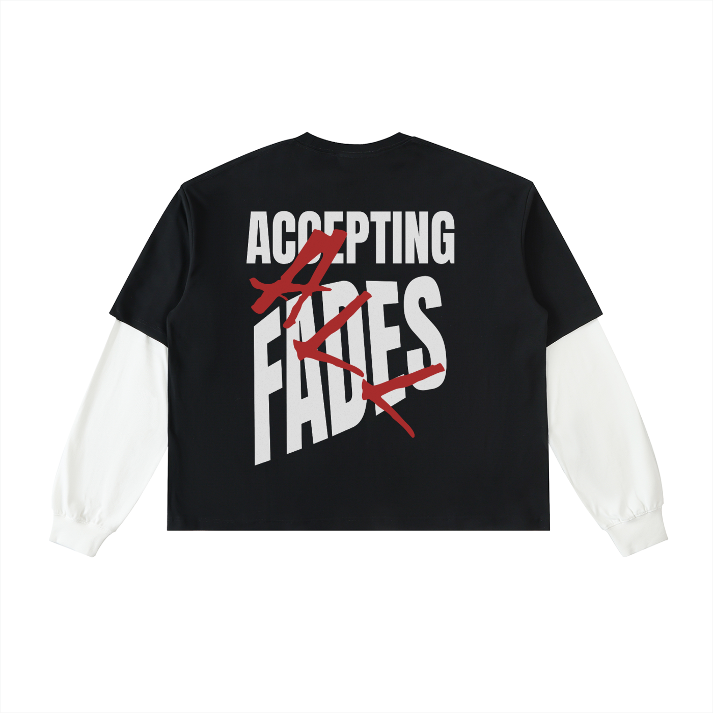 “ACCEPTING ALL FADES”  Layered Contrast Sleeve Cotton T-Shirt